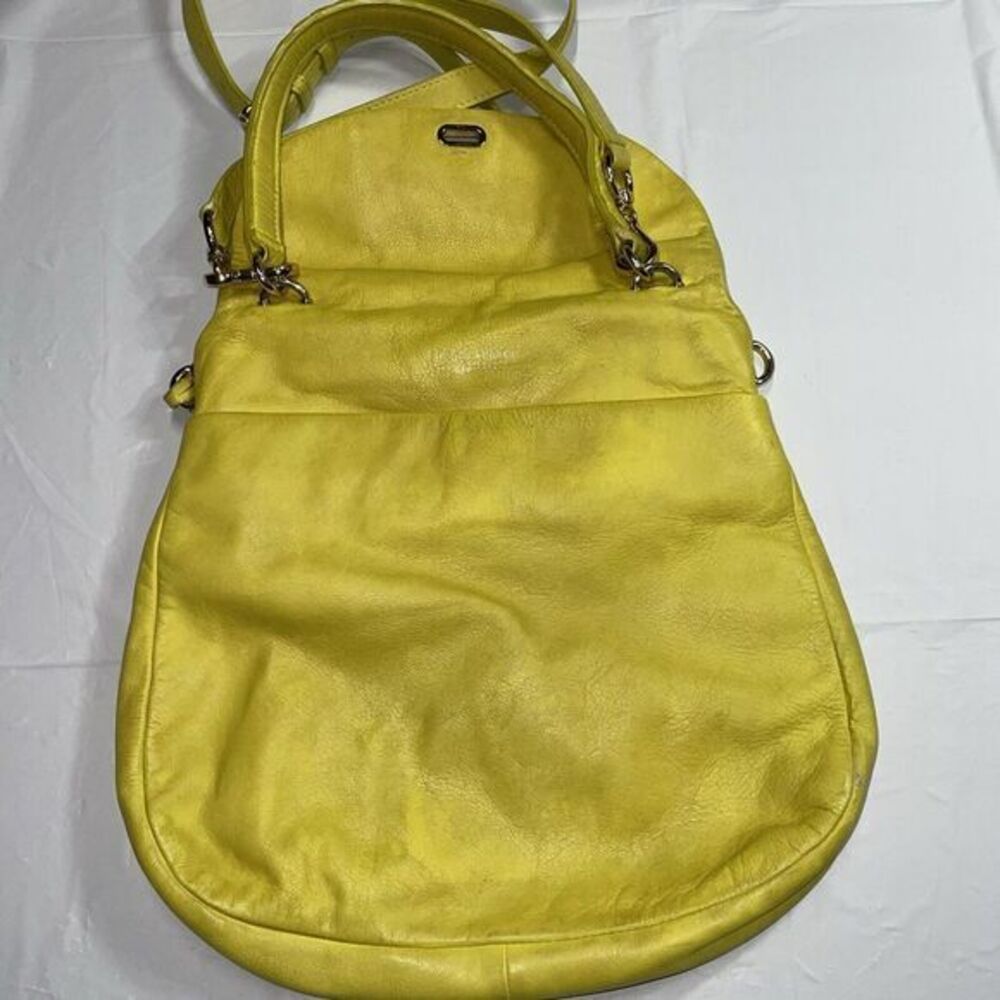 Henri Bendel‎ Bright Yellow Leather Crossbody Bag  Handbag 11"x11" - Picture 6 of 14